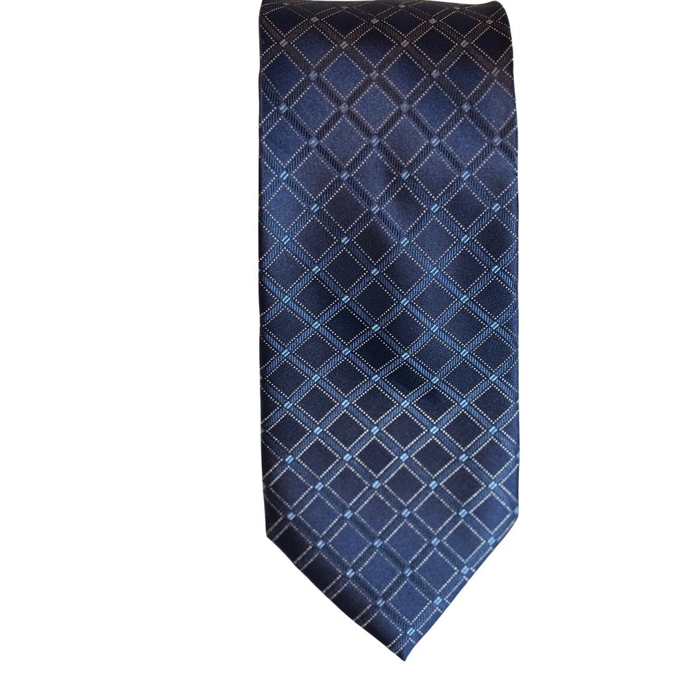 Nautica Mens Navy Blue Silk Diamond Pattern‎ Necktie Preowned